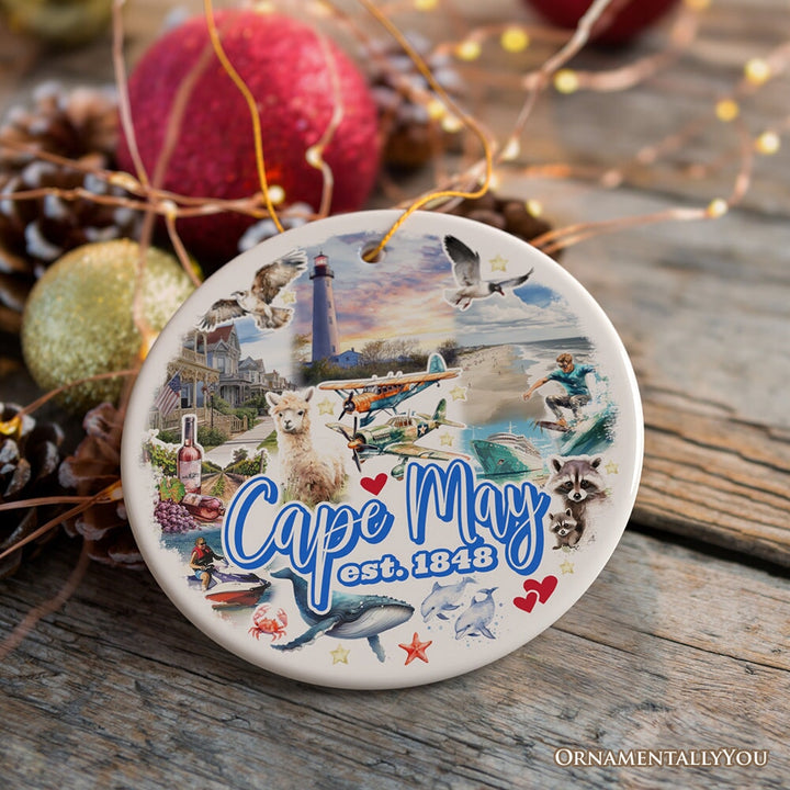 Cape May Coastal Charm Ornament, American Seaside Retreat Christmas Gift and New Jersey Souvenir Ceramic Ornament OrnamentallyYou 