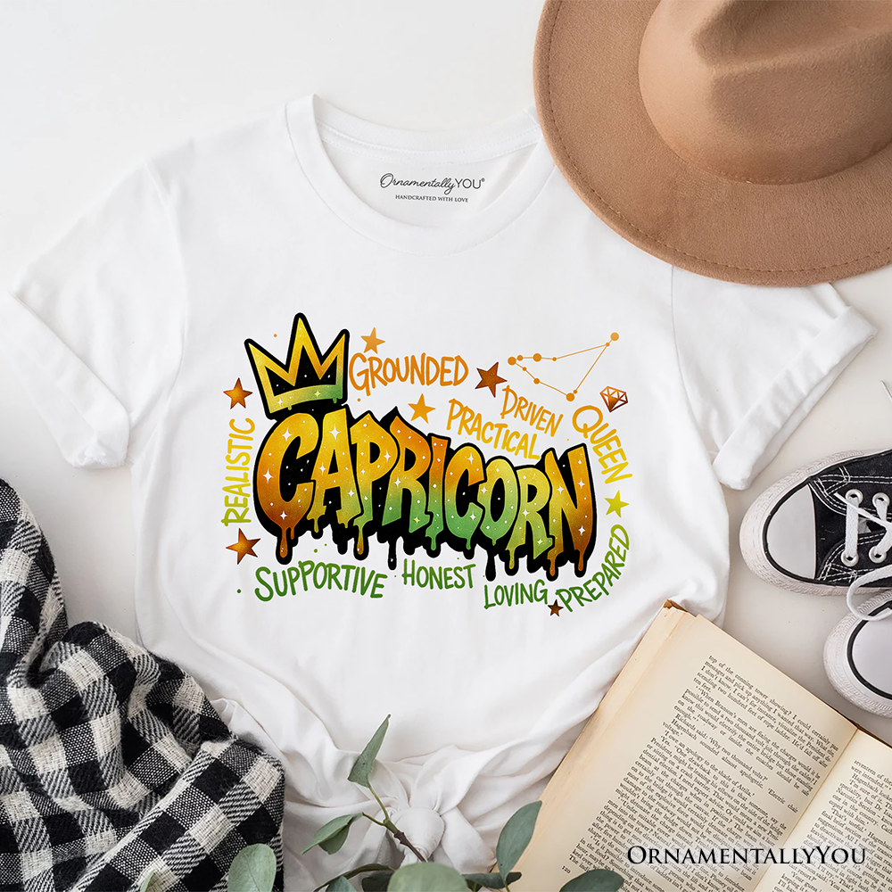 Capricorn Graffiti Zodiac T-Shirt, Street Style Astrology Horoscope Tee