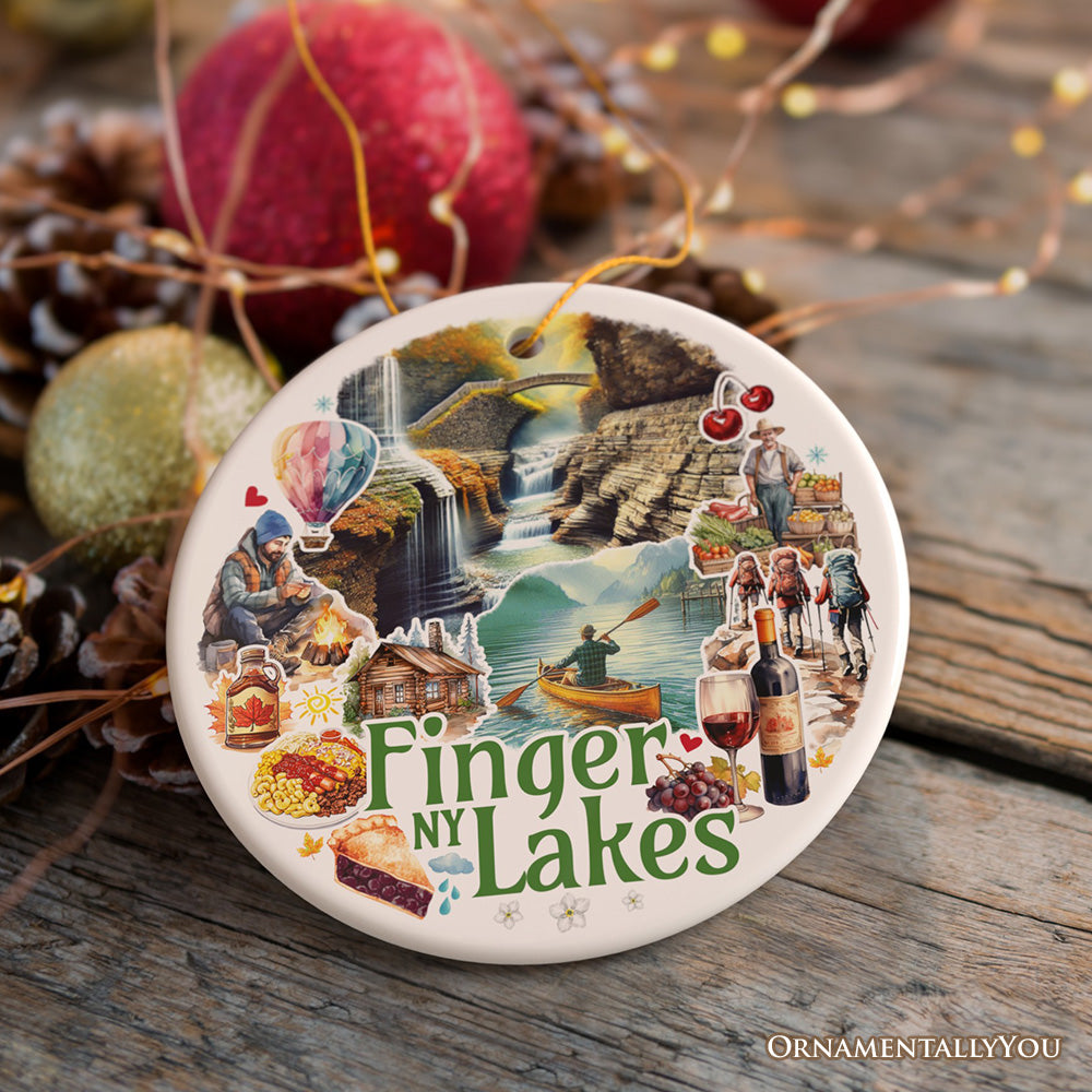 Charming Scenery of Finger Lakes New York Ornament, Seneca Lake and Wine Trail Christmas Gift and Travel Souvenir