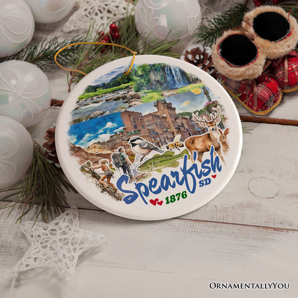 Charming Spearfish South Dakota Ornament, Black Hills Mountain Town Christmas Gift and Wildlife Adventure Souvenir