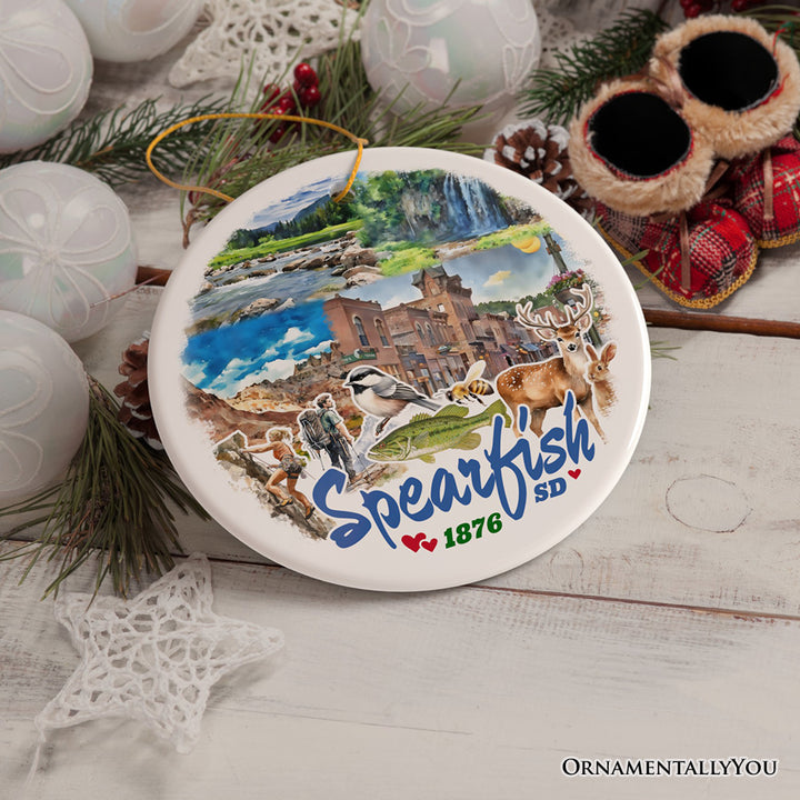Charming Spearfish South Dakota Ornament, Black Hills Mountain Town Christmas Gift and Wildlife Adventure Souvenir