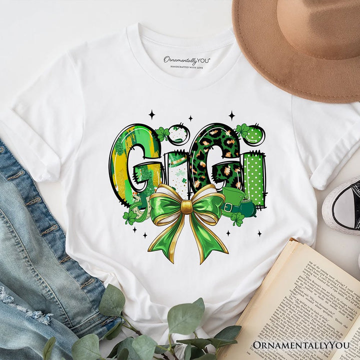 Coquette Gigi Bow St Patrick’s Day T-Shirt, Green Lucky Shamrock Clover Tee T-Shirts OrnamentallyYou White XS 