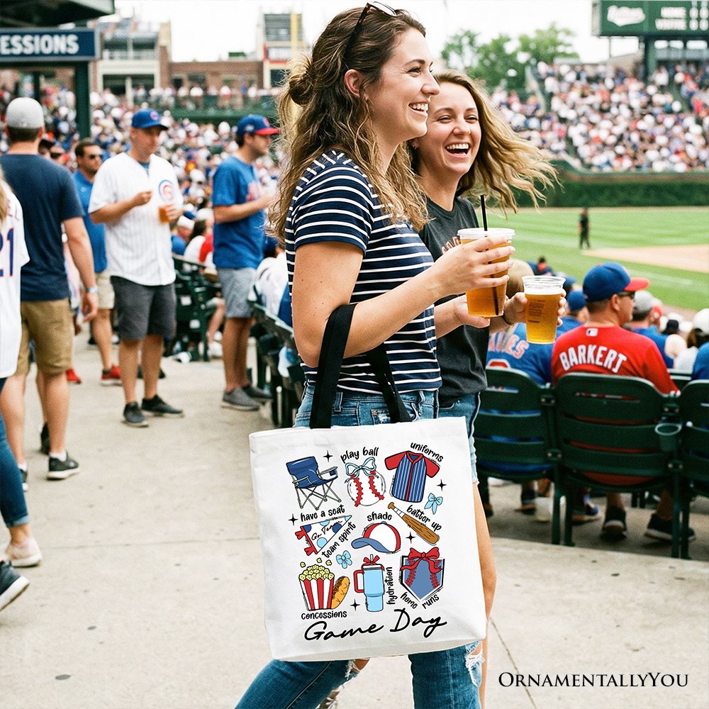 Game Day Baseball Tote Bag, Gift Shopper for Sports Fans Tote Bag OrnamentallyYou 