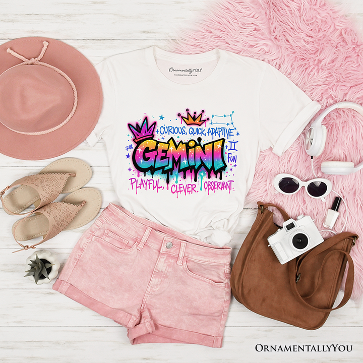 Gemini Graffiti Zodiac T-Shirt, Street Style Astrology Horoscope Tee