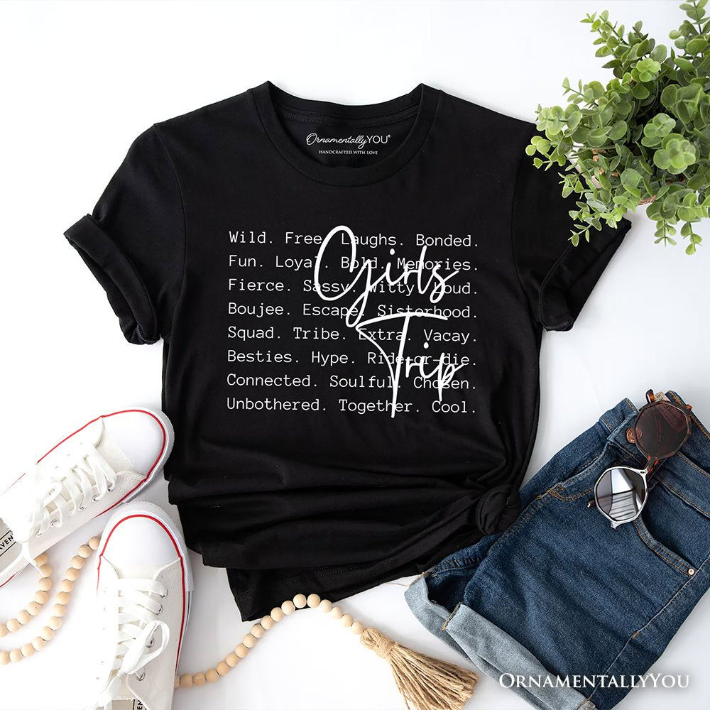 Girls Trip Words T-Shirt, Besties Vacation Memories Tee T-Shirts OrnamentallyYou Black XS 