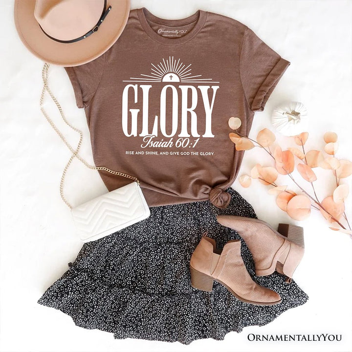 Glory Isaiah 60:1 Christian T-Shirt, Faith Scripture Inspirational Tee T-Shirts OrnamentallyYou Vintage Brown XS 