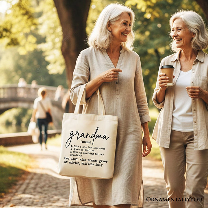 Grandma Definition Canvas Tote Bag, Funny Gift Shopper for Nana Tote Bag OrnamentallyYou 