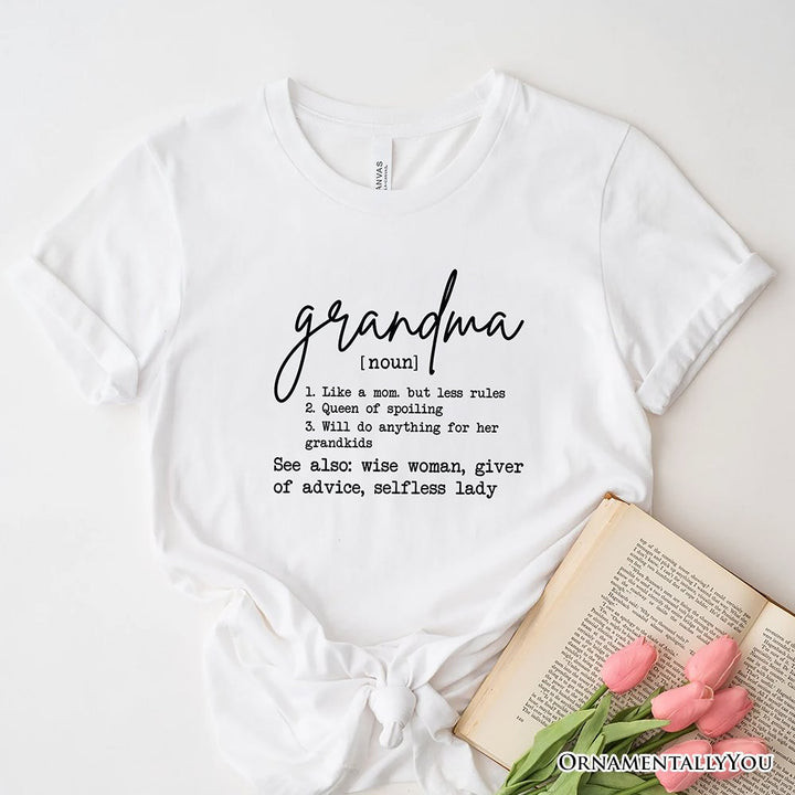 Grandma Definition T-Shirt, White, Natural, Navy and Black Funny Tee for Grandmothers T-Shirts OrnamentallyYou White XS 