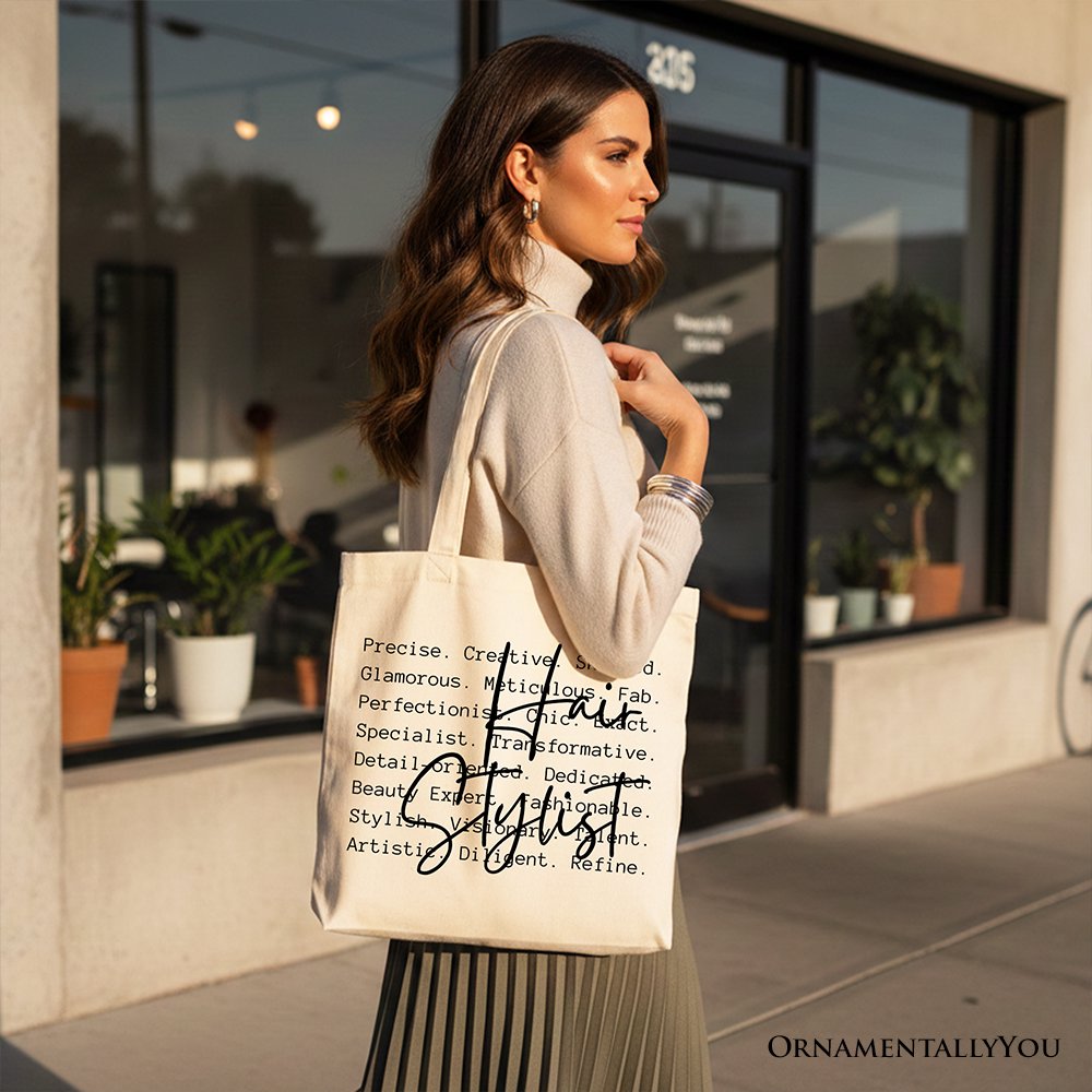 Hair Stylist Definition Canvas Tote Bag, Beauty Salon Appreciation Words Gift Shopper Tote Bag OrnamentallyYou 