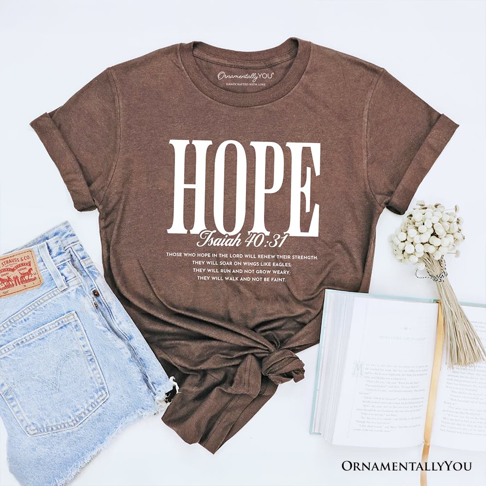 Hope Isaiah 40:31 Christian T-Shirt, Faith Scripture Encouragement Tee T-Shirts OrnamentallyYou Vintage Brown XS 