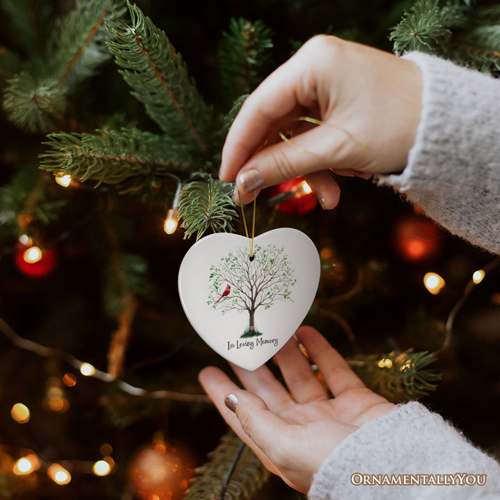 In Loving Memory of Mom and Dad Cardinal on a Tree Ornament, Heavenly Christmas Remembrance Gift