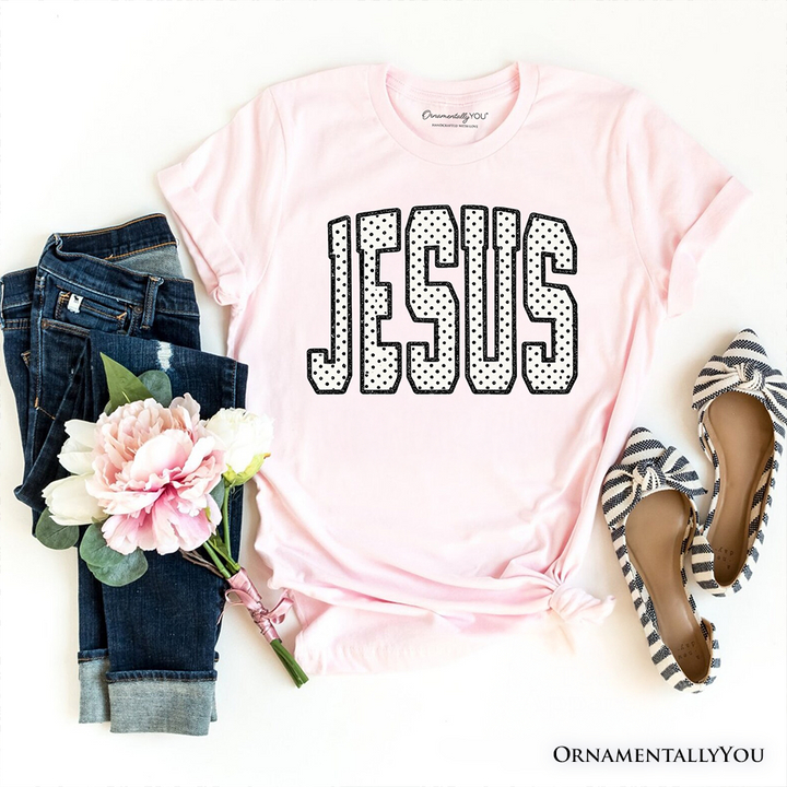 Jesus Polka Dot Christian Varsity T-Shirt, Cute Faith Tee