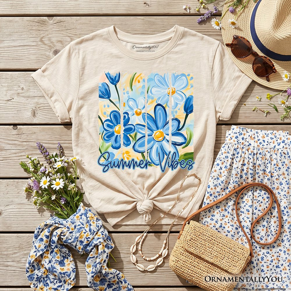 Kids Summer Vibes Brushstroke Flowers T-Shirt, Youth Aesthetic Tee Kid's T-Shirts OrnamentallyYou Sand XS 