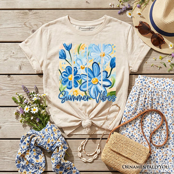 Kids Summer Vibes Brushstroke Flowers T-Shirt, Youth Aesthetic Tee Kid's T-Shirts OrnamentallyYou Sand XS 