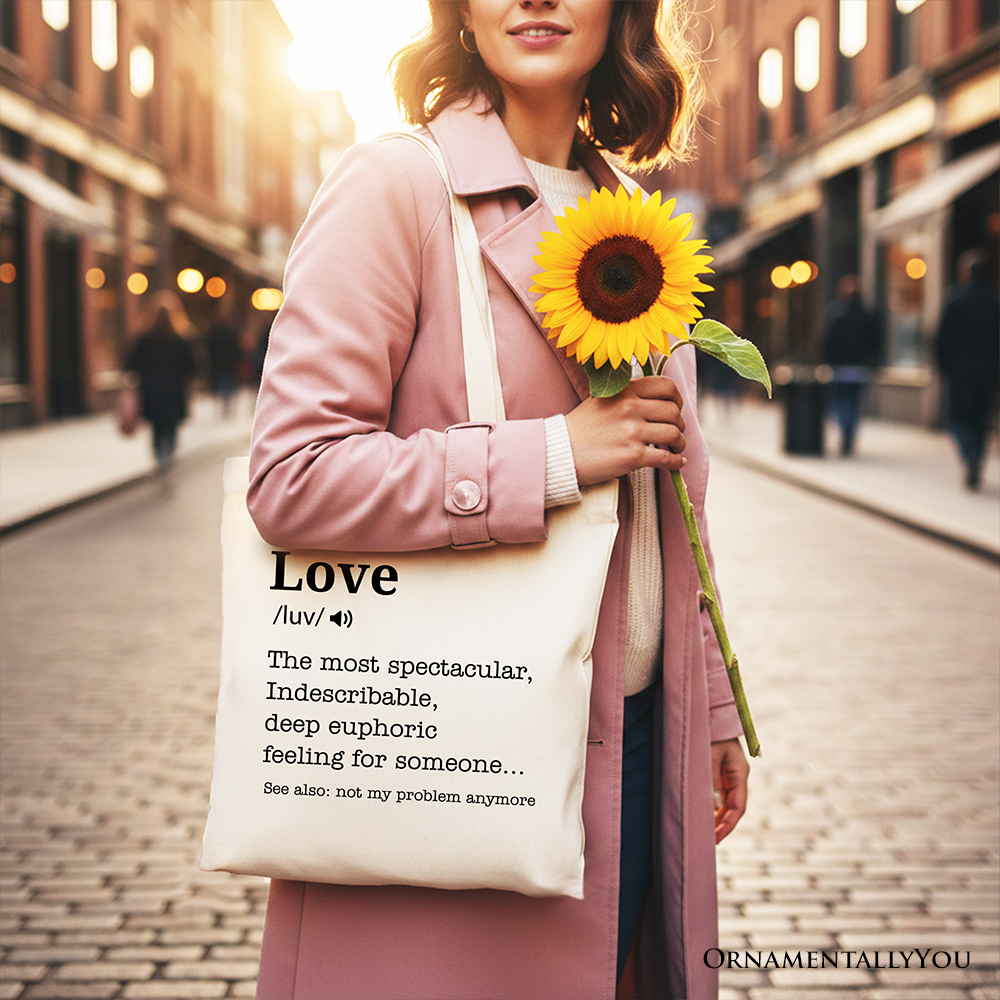 Love Not My Problem Anymore Definition Canvas Tote Bag, Sarcastic Gift Shopper for Exes