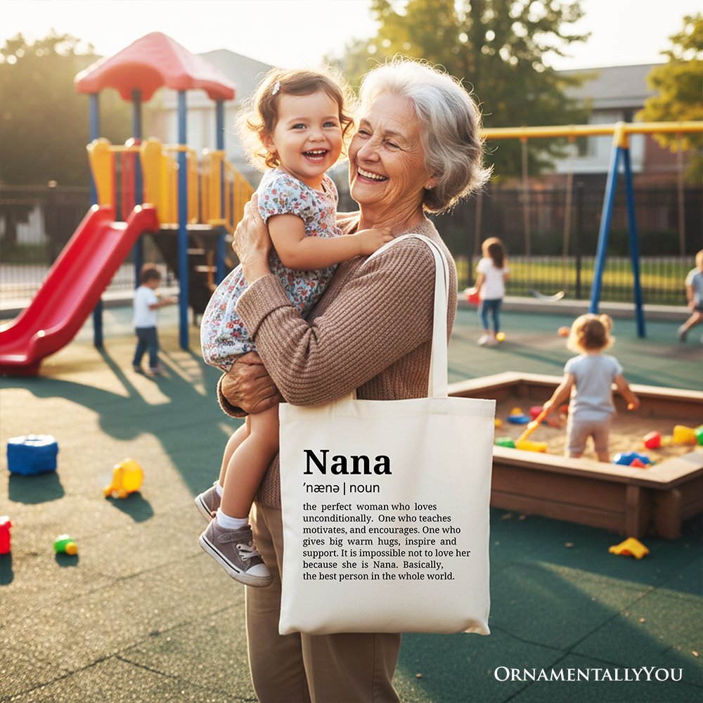 Nana Definition Canvas Tote Bag, Funny Grandmother Gift Shopper Tote Bag OrnamentallyYou 