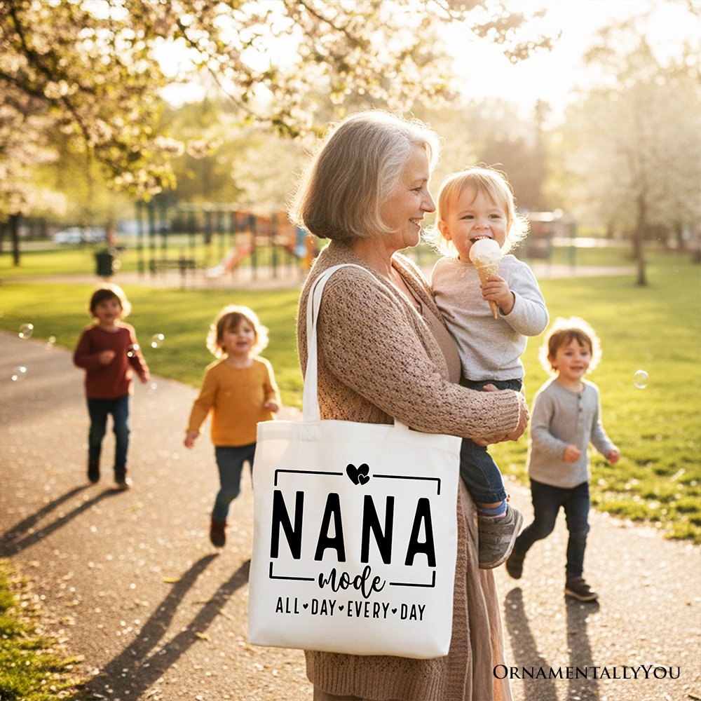 Nana Mode Canvas Tote Bag, All Day Every Day Gift Shopper for Grandma Tote Bag OrnamentallyYou 