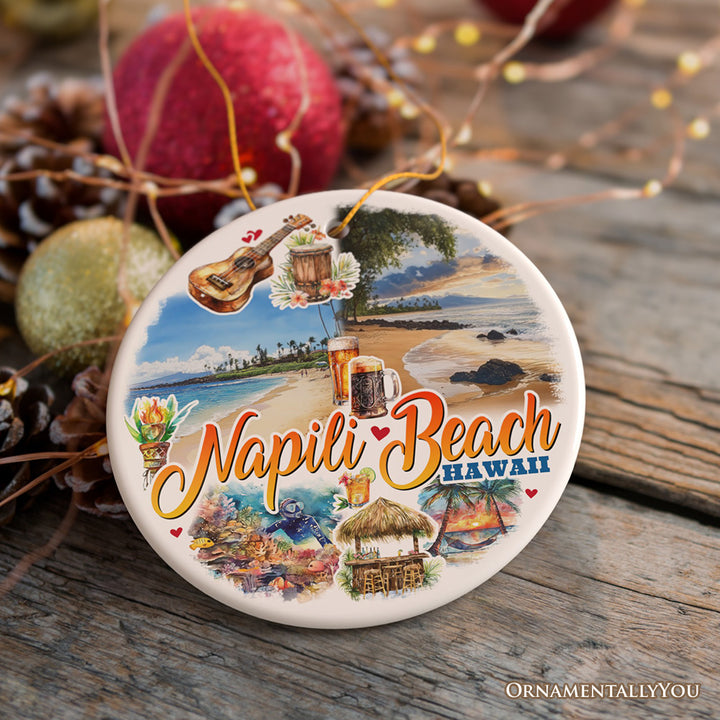 Napili Beach Hawaii Tropical Paradise Christmas Ornament, Hawaiian Islands Souvenir