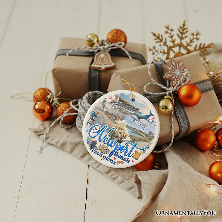 Newport Beach Christmas Ornament, California Coastal City Gift and Tree Decor