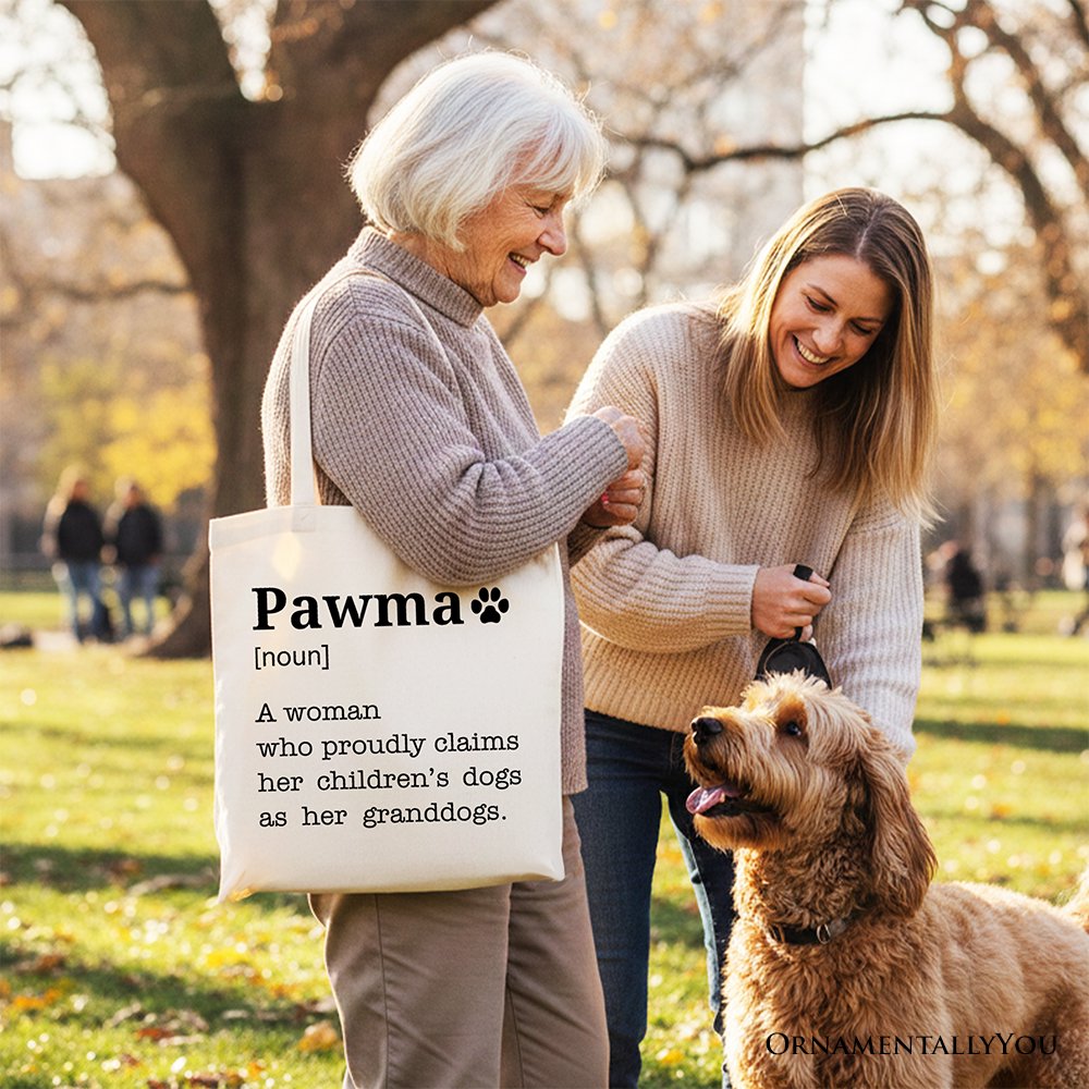 Pawma Definition Canvas Tote Bag, Funny Dog Lovers Mom Gift Shopper Tote Bag OrnamentallyYou 