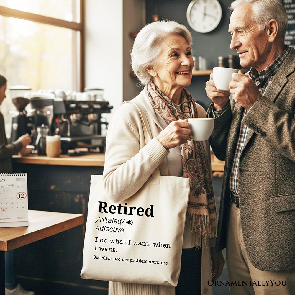 Retired Definition Canvas Tote Bag, Funny Retirement Gift Shopper for New Retirees and Unbothered Legends Tote Bag OrnamentallyYou 