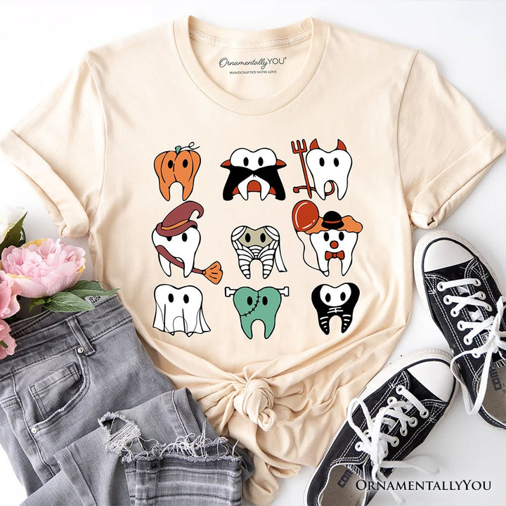 Spooky Halloween Dentist T-Shirt, Teeth Monster Tee for Dental Crew T-Shirts OrnamentallyYou Natural XS 
