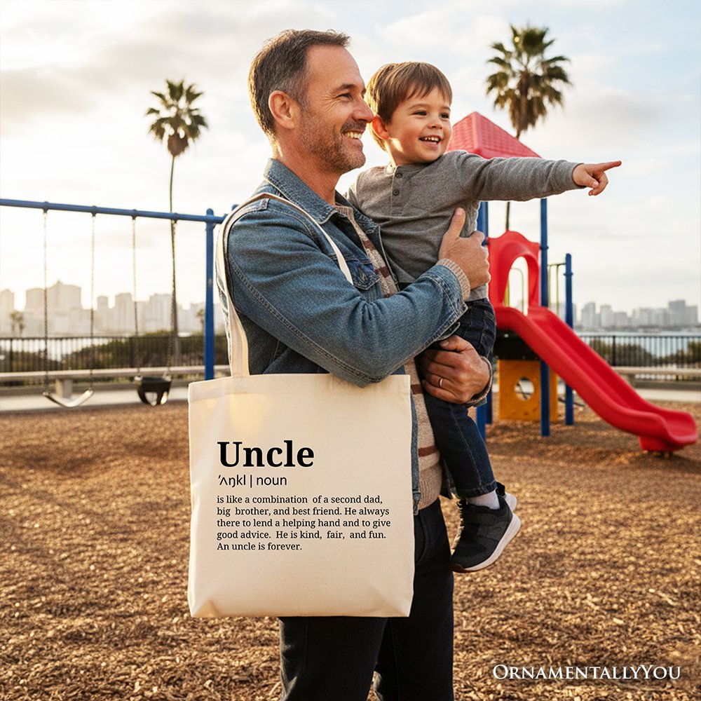 Uncle Definition Canvas Tote Bag, Funny Family Gift Shopper Tote Bag OrnamentallyYou 