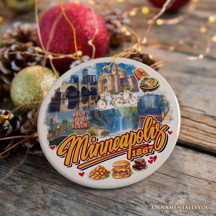Vibrant Minneapolis Cultural Ornament, Minnesota Twin Cities Urban Heritage Christmas Souvenir Ceramic Ornament OrnamentallyYou 