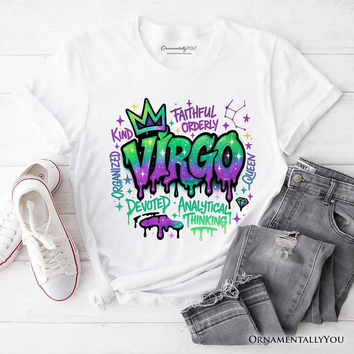 Virgo Graffiti Zodiac T-Shirt, Street Style Astrology Horoscope Tee T-Shirts OrnamentallyYou White XS 