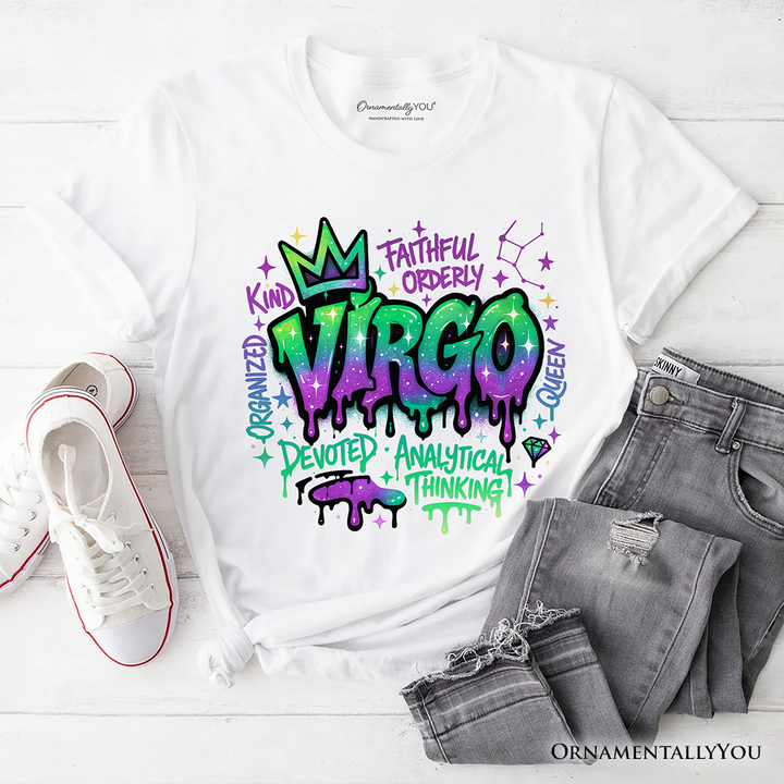 Virgo Graffiti Zodiac T-Shirt, Street Style Astrology Horoscope Tee