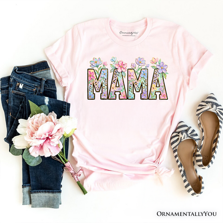 Wildflower Mama Floral Printed Faux Oil Paint T-Shirt, Mother's Day Tee