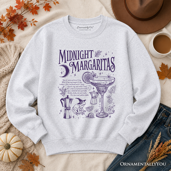 Midnight Margaritas Halloween Sweatshirt, Whimsical Sweater for Drinking Witches