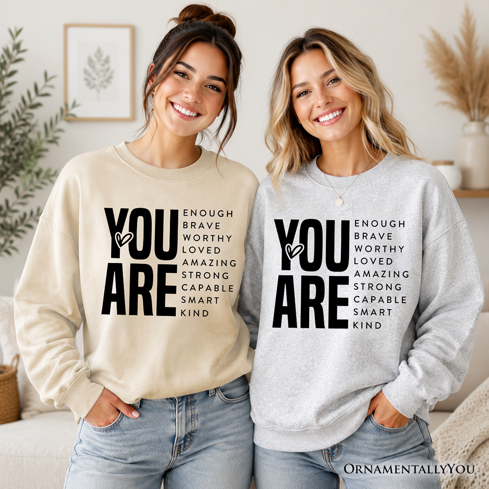 Inspirational Words Sweatshirt, Minimalist White Sweater for Encouraging and Loving Significant Others