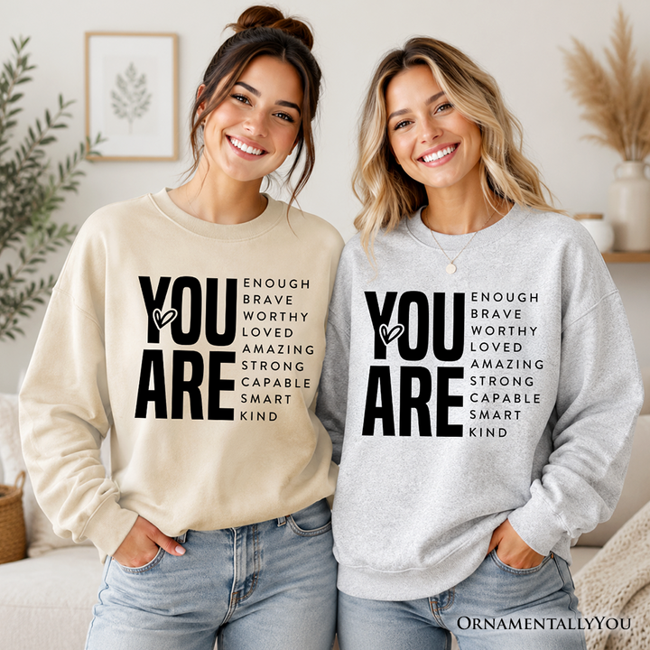 Inspirational Words Sweatshirt, Minimalist White Sweater for Encouraging and Loving Significant Others