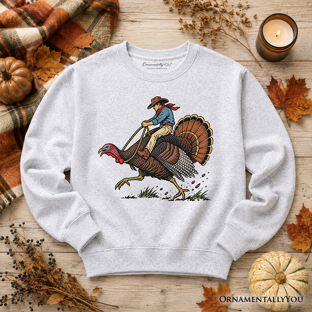 Turkey Rodeo Cowboy Thanksgiving Sweatshirt, Funny Western Fall Sweater
