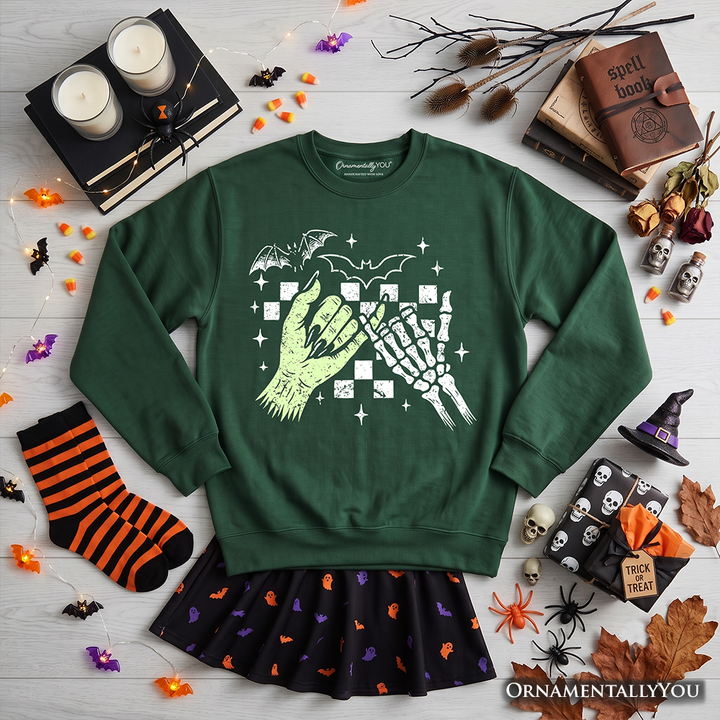 Monster Skeleton Pinky Promise Sweatshirt, Funny Spooky Halloween Sweater