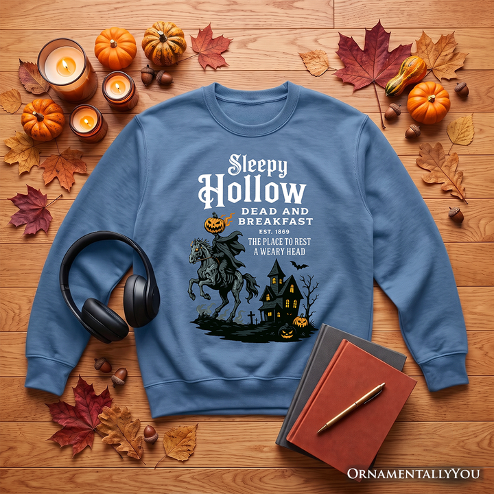 Headless Horseman Sleepy Hollow Halloween Dark Sweatshirt, Dead and Breakfast Retro Sweater