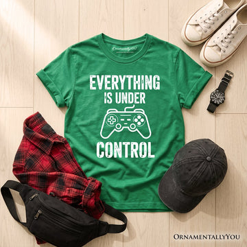 Kids Everything Is Under Control Gamer T-Shirt, Funny Youth Video Game Controller Tee Kid's T-Shirts OrnamentallyYou Irish Green XS 
