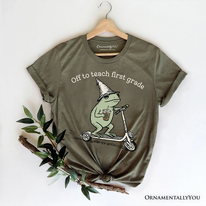 Off to Teach First Grade Frog T-Shirt, Funny Teachers Tee