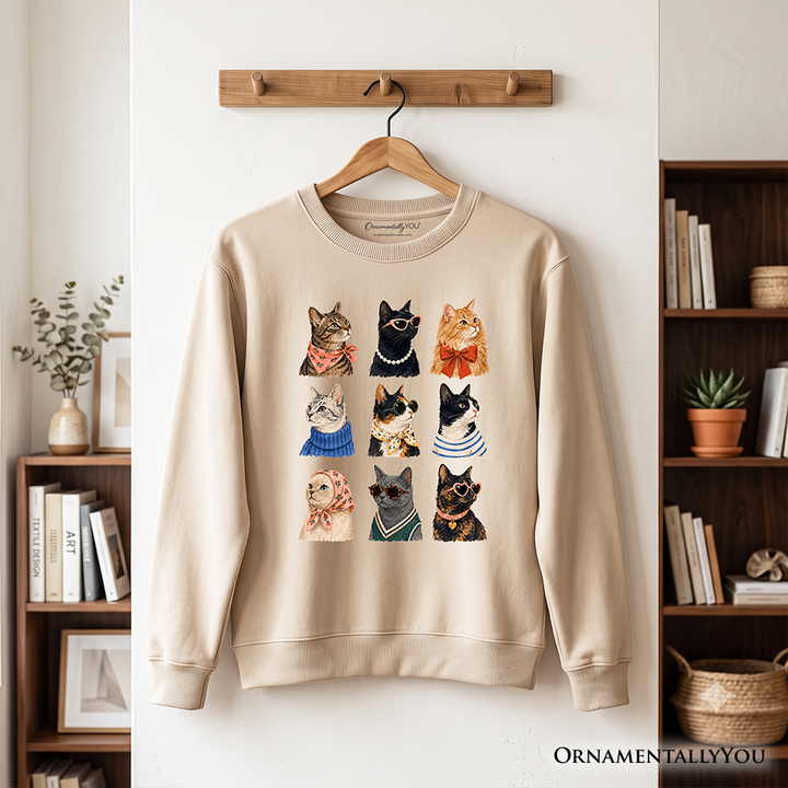 Colorful Cats Sweatshirt, Animals Breeds Summer Sweater