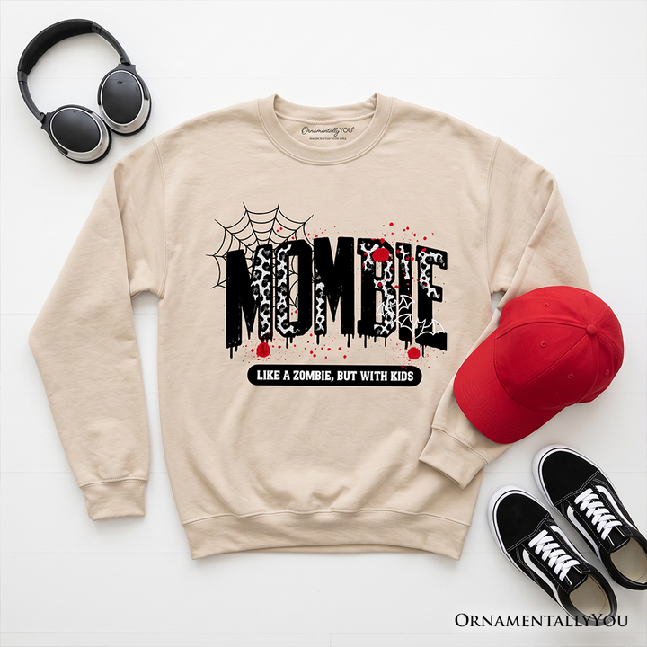 Mombie Like a Zombie But With Kids Sweatshirt, Funny Halloween Mom Horror Sweater