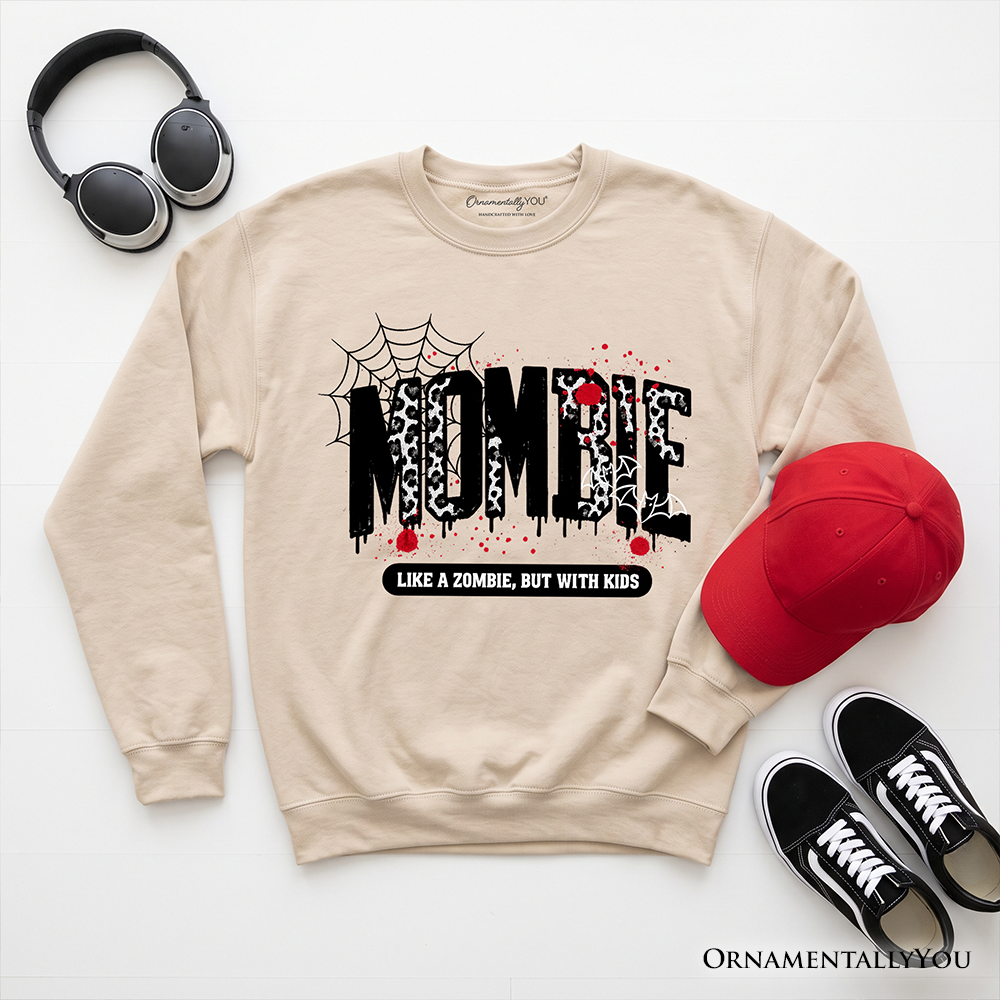 Mombie Like a Zombie Sweatshirt, Funny Halloween Mom Horror Sweater