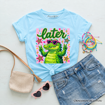 Later Alligator Kids T-Shirt, Funny Coquette Animal Tee for Youth Girls