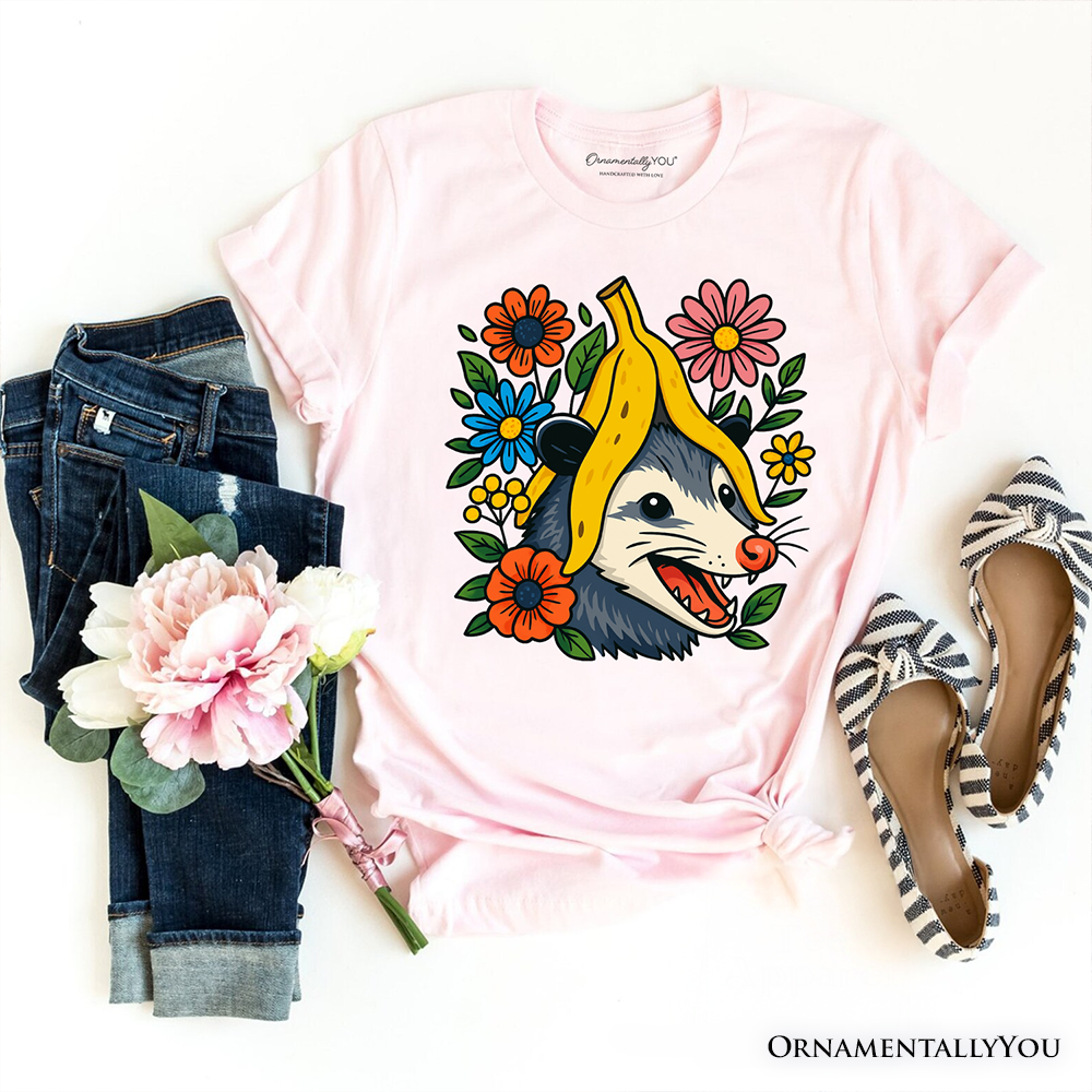 Banana Possum Floral T-Shirt, Funny Animal Tee