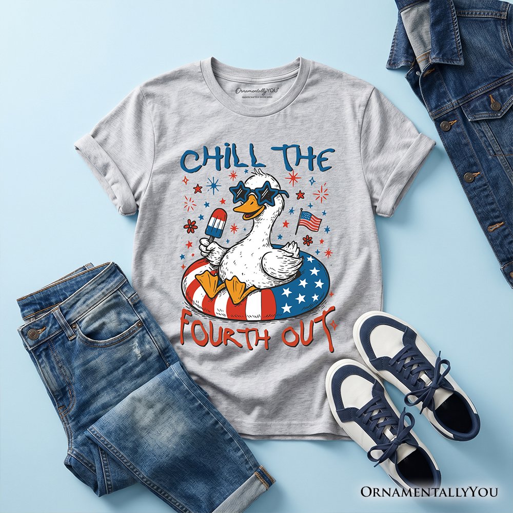 Kids Chill The Fourth Out Goose T-Shirt, Funny Youth Patriotic 4th of July Tee Kid's T-Shirts OrnamentallyYou Sport Gray XS 