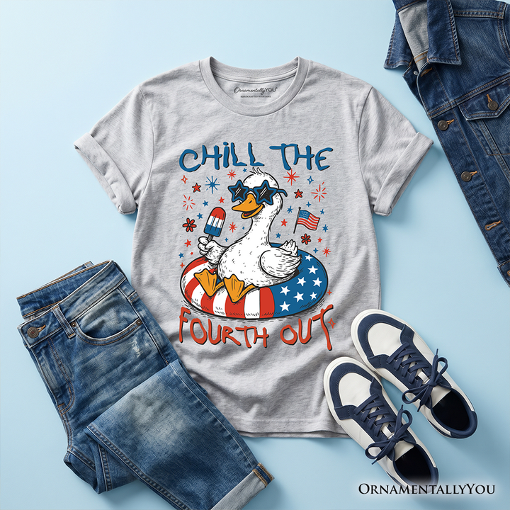 Kids Chill The Fourth Out Goose T-Shirt, Funny Youth Patriotic 4th of July Tee