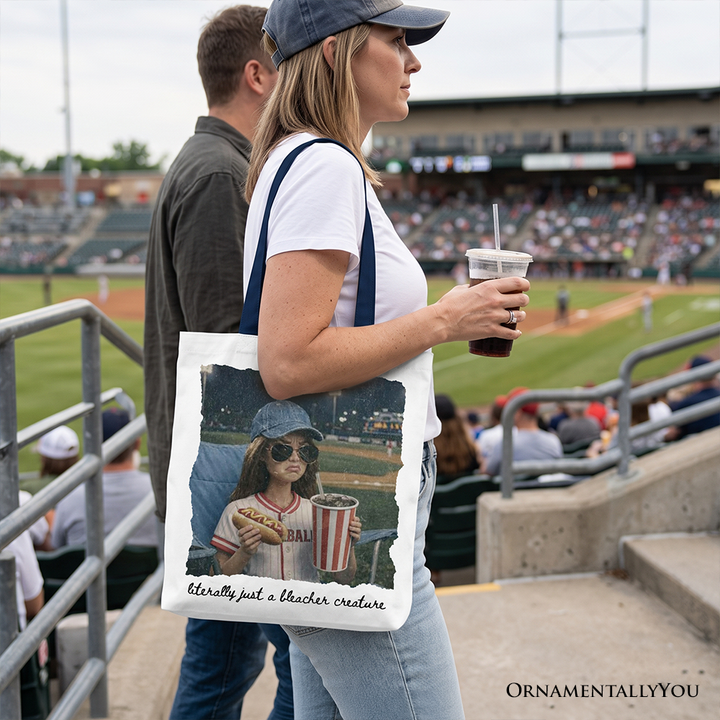 Funny Doll Face Baseball Tote Bag, Sports Fan Mom Gift Shopper