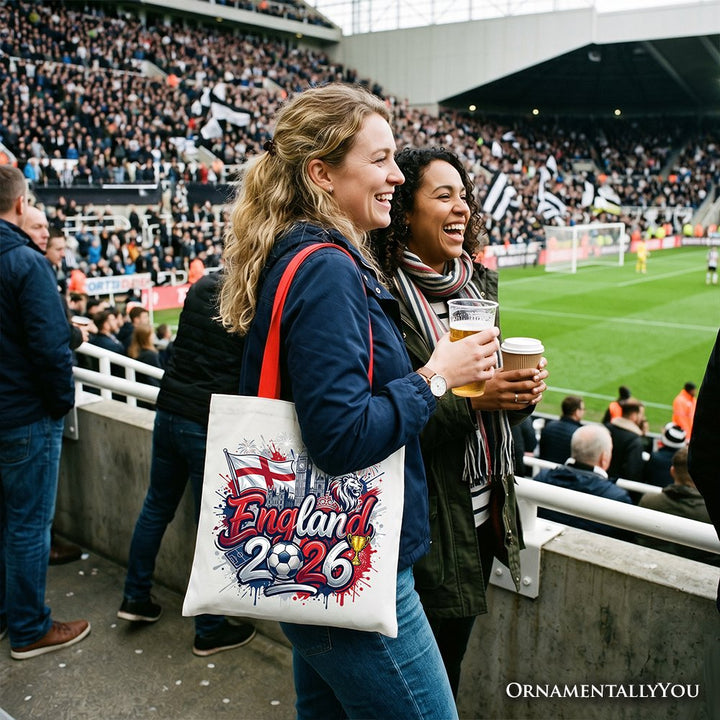 England 2026 Soccer Cup Global Championship Tote Bag, Fans Football Gift Shopper Tote Bag OrnamentallyYou 
