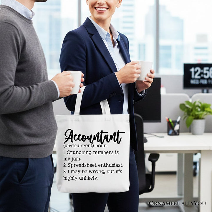 Accountant Definition Canvas Tote Bag, Finance Office Employee Gift Shopper Tote Bag OrnamentallyYou 