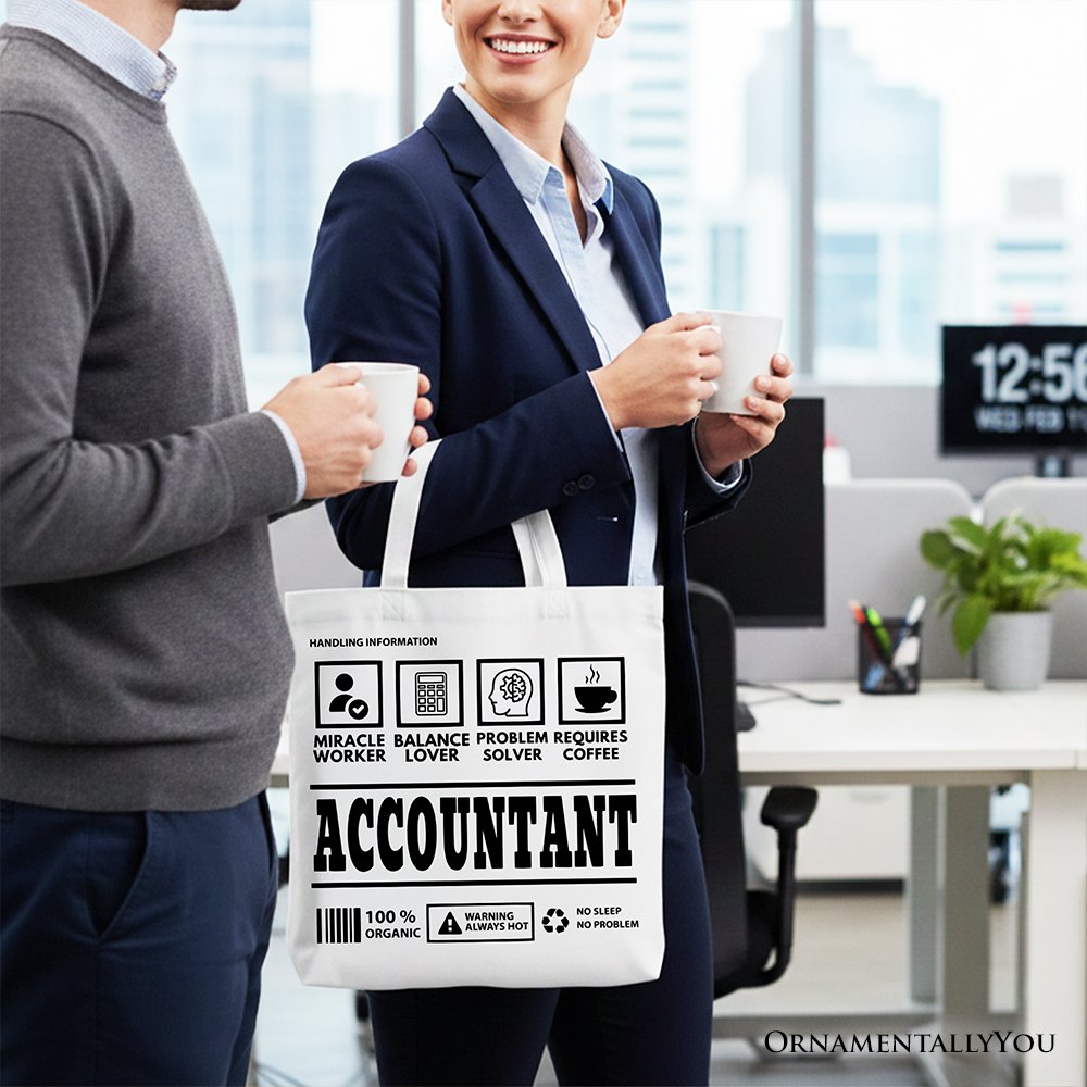 Accountant Nutrition Facts Tote Bag, Bookkeeper Humor Gift Shopper Tote Bag OrnamentallyYou 